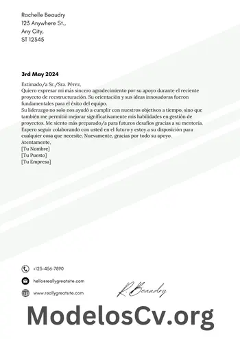 Carta de Agradecimiento Laboral