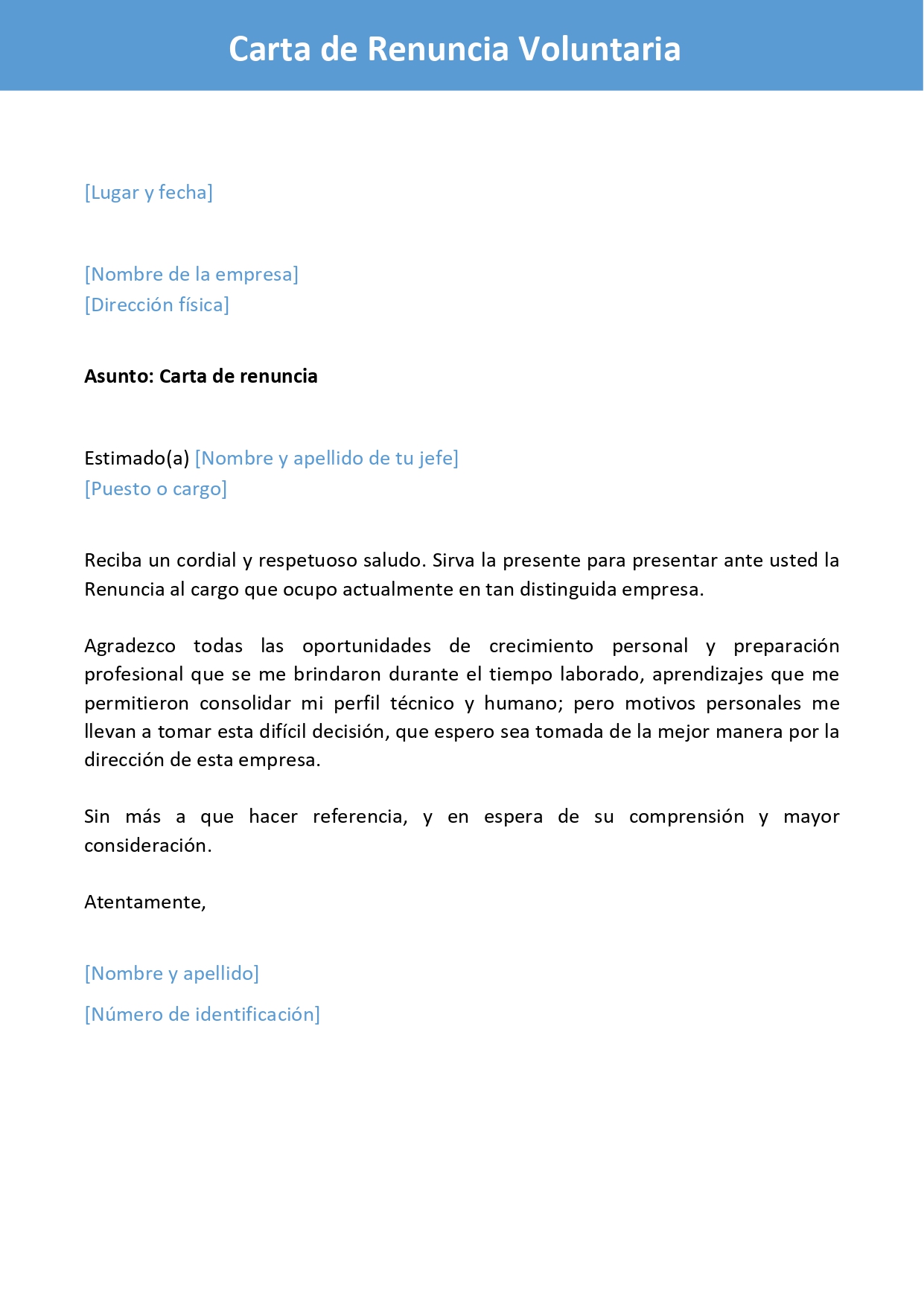 Ejemplos de cartas de renuncia gratis modelos de cv
